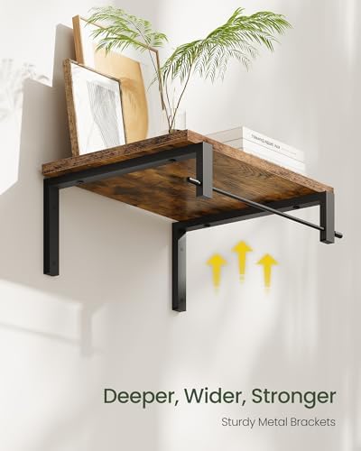Floating Shelves Set of 2 12 Inch Deep Rustic Brown and Black