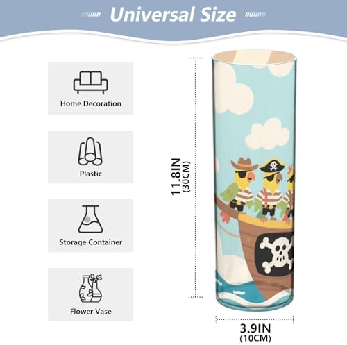 Cute Cartoon Parrot Pirate Plastic Vase 118 x 39 Inch Decor