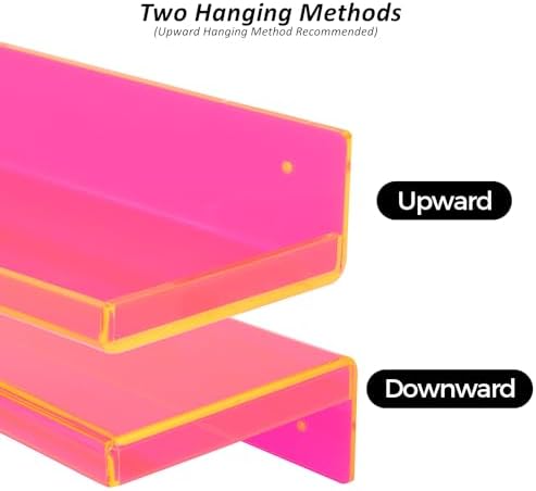 Neon Pink Floating Wall Shelves Pack of 2