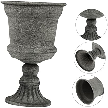 Garneck Vintage Metal Flower Vase Rustic Gray Vase for Home Decor