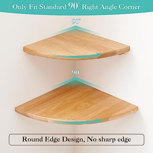 Natural Oak Corner Shelf 14 Inches Floating Display Shelf