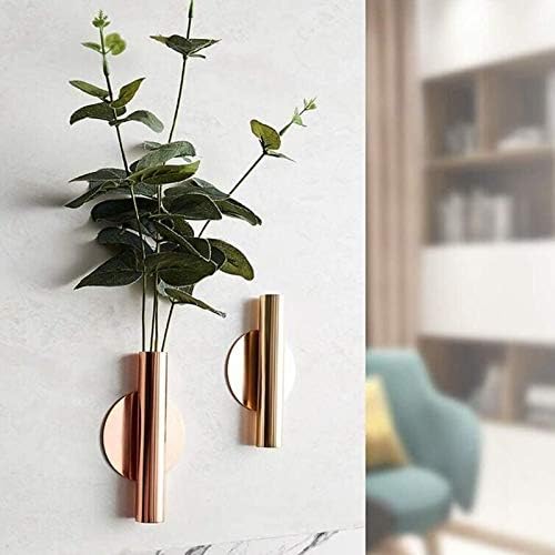 JUXYES Pack of 2 Metal Wall Flower Vase with Sticker