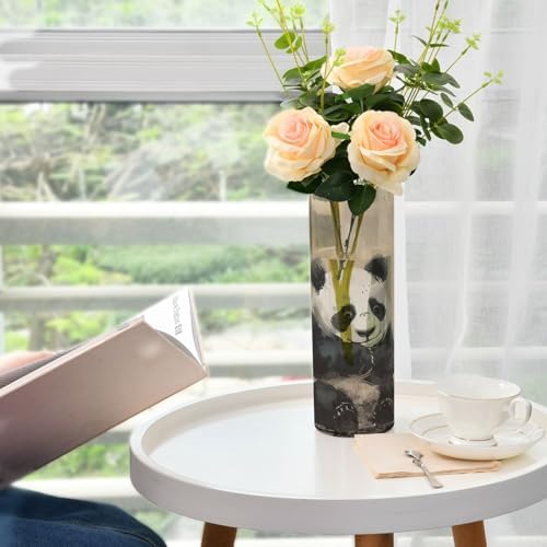 Panda Black Ink Painting Plastic Vase 118 x 39 Inch