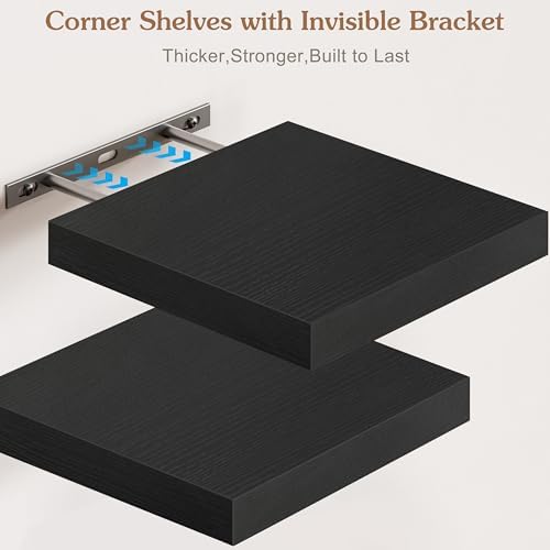 Olakee Corner Floating Shelf Set of 4 Black