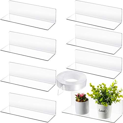 Jetec 8 Piece Clear Acrylic Floating Shelves Set
