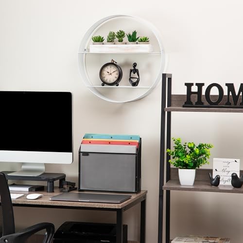 Mind Reader Circular Floating Shelves Wall Decor Accent Shelf Office Bathroom