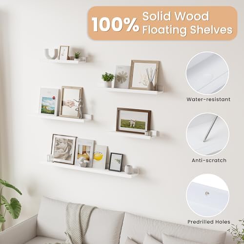 Acovy Floating Shelves Set of 2 White Solid Wood