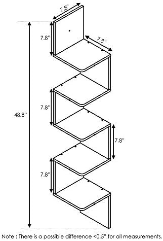 Furinno Rossi Wall Mount Floating Corner Shelf 5-Tier Square