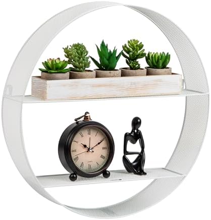 Mind Reader Circular Floating Shelves Wall Decor Accent Shelf Office Bathroom