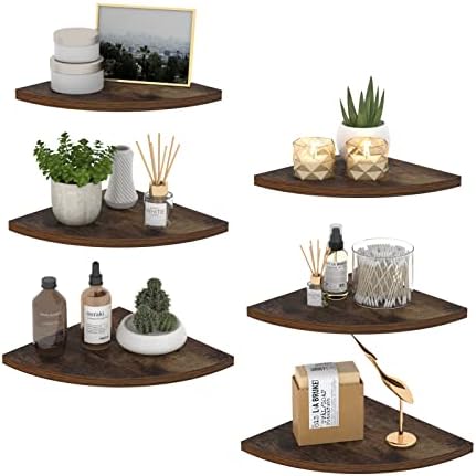 HORLIMER 6 Pack Floating Corner Shelf Set