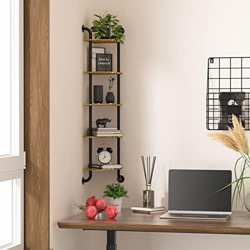Tinpin Corner Shelf Wall Mount 5-Tier Rustic Brown