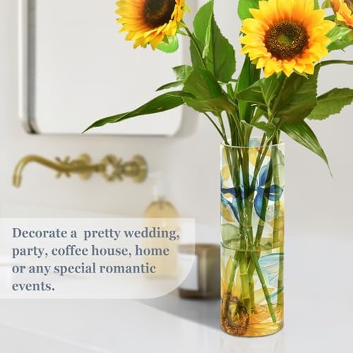 Watercolor Dragonfly Sunflower Plastic Candle Holder