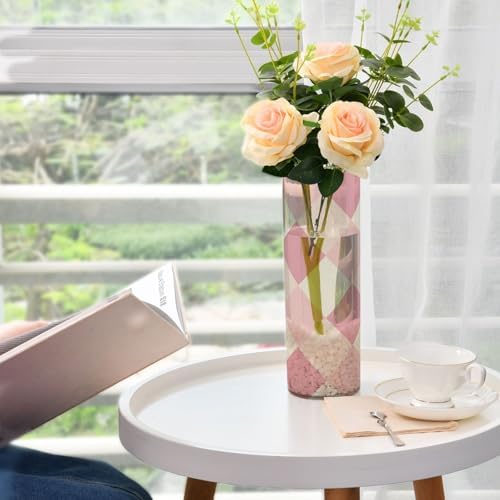 Blush and White Squares Plastic Hurricane Candle Holder 118 x 39 Inch