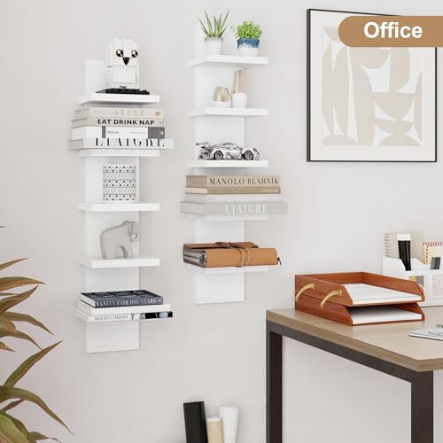 Modern White 5 Tier Wall Shelf Unit 2Pack