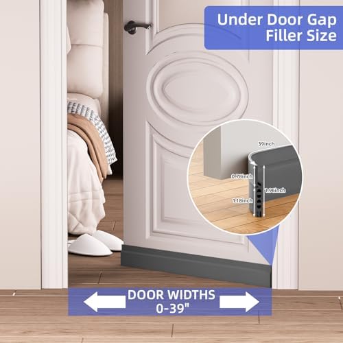 Door Draft Stopper 39 Inch Grey Silicone Seal