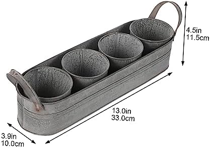 4pcs Iron Flower Pots with Tray Decorative Dried Flower Buckets