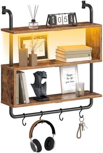 HOOBRO 3-Tier Floating Shelf with LED Lights