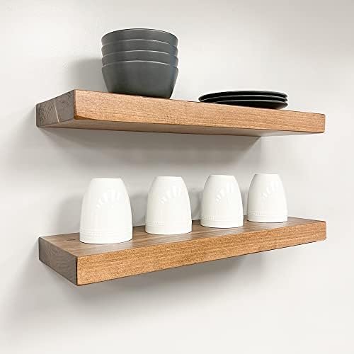 Rustic Floating Shelves Set of 2 Solid Wood Heavy Duty