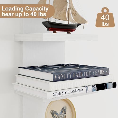 Modern White 5 Tier Wall Shelf Unit 2Pack