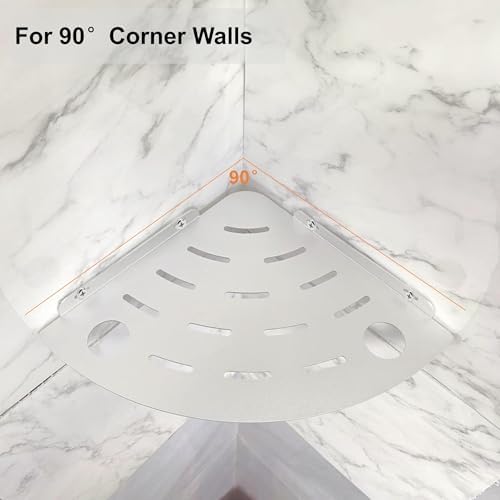 NUTNAPH Corner Shower Shelf Wall Mount Metal Floating Shelf Silver 1 Pcs