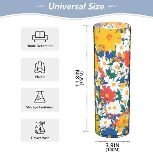 Colorful Daisy Plastic Cylinder Vase 118 x 39 Inch