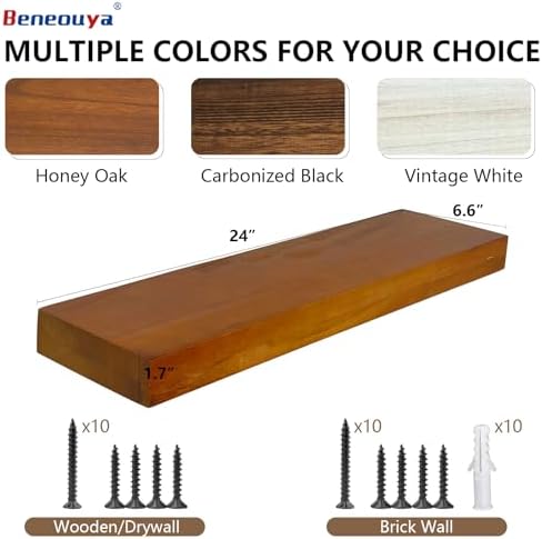 24 Inch Floating Shelves Set of 2 in Honey Oak