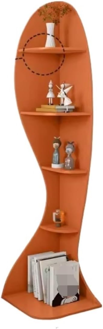 5 Tier Corner Bookshelf Wooden Plant Stand Display Rack Orange