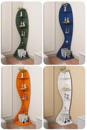 5 Tier Corner Bookshelf Wooden Plant Stand Display Rack Orange