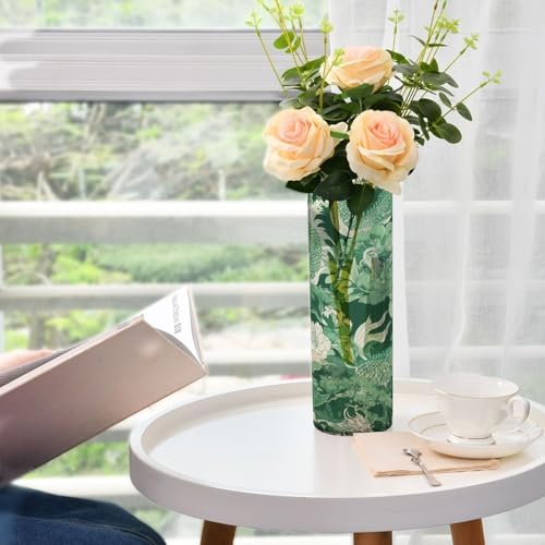 Green Retro Flower Dragon Hurricane Vase 118 x 39 Inch Decorative Holder