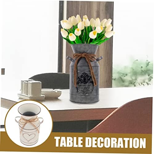 Rustic Iron Flower Bucket for Home Decor