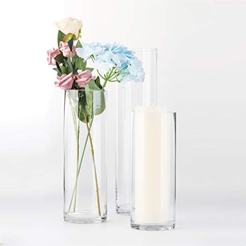 WGVI Glass Cylinder Vase 4x16 Tall for Centerpieces