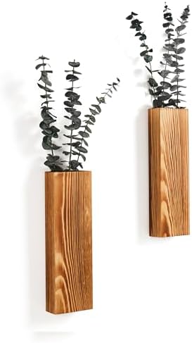 2 Pack Wood Wall Planters - Modern Farmhouse Decor for Home Office and Living Room