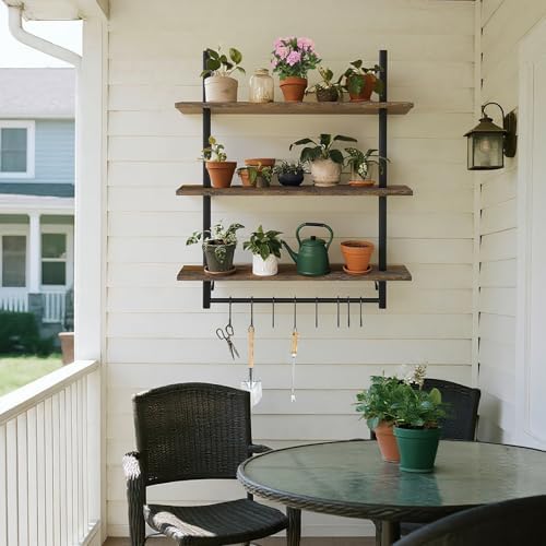 3 Tier Floating Wall Shelves with Towel Bar for Kitchen and Bathroom
