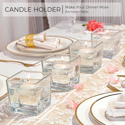 CONNOO 12 Pack Clear Square Glass Vases 3x3x3 for Centerpieces and Decor