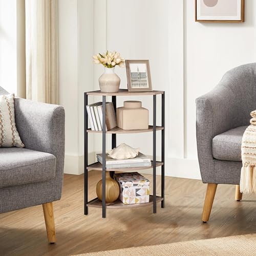 JOIN IRON 4-Tier Corner Bookshelf with Plant Stand
