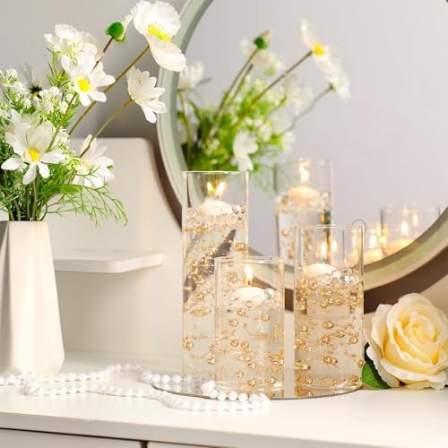 6 Pcs Glass Cylinder Vases for Centerpieces 5 6 8 Inch Tall Clear Decor Vases