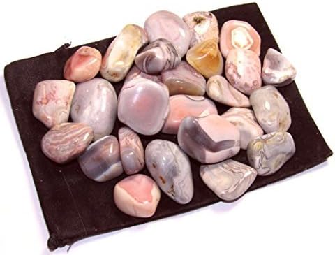 Tumbled Pink Botswana Agate with Velvet Bag - 1 Inch Stones 12 Pound