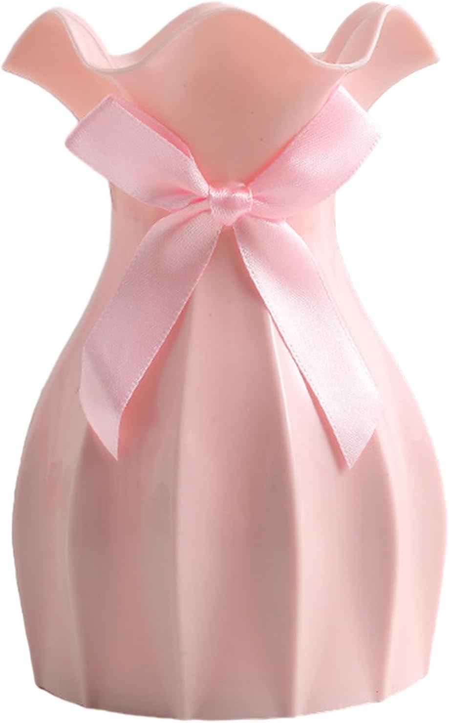 Modern Versatile Vase with Bow Decoration Shatterproof and Scratch-Resistant Plastic Elegant Pink