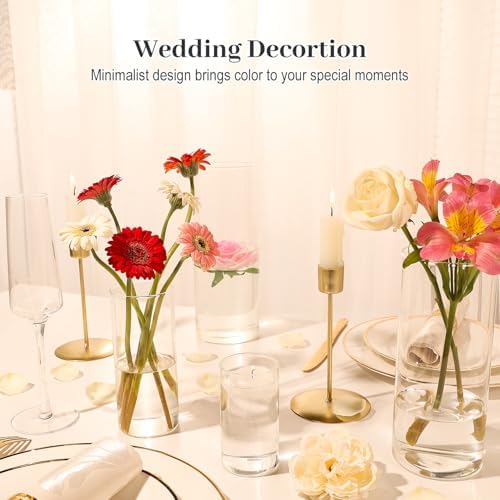 12PCS Clear Cylinder Vases for Centerpieces Wedding Decor