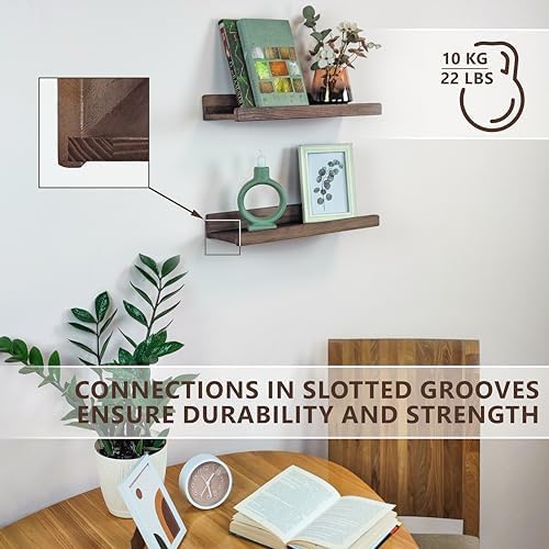 Wood Wedge Floating Shelves Set 2 16 Inch Waterproof