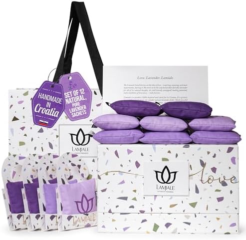 Lamiale Croatian Lavender Scented Sachets - 12 Handmade Natural Air Freshener Moth Repellent