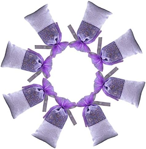 Sanrich 50PCS Lavender Sachet Bags Empty Purple Gauze Ribbons Cotton-Ramie Sacks