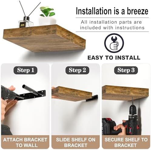 Sorbus Floating Shelves - 3 Square Wall Shelves for Accent Wall Decor