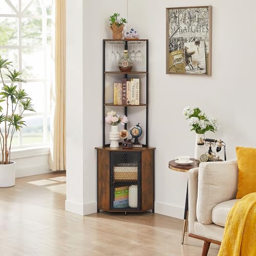 VECELO Corner Cabinet Tall Storage Shelf Bookshelf Display Rack 1