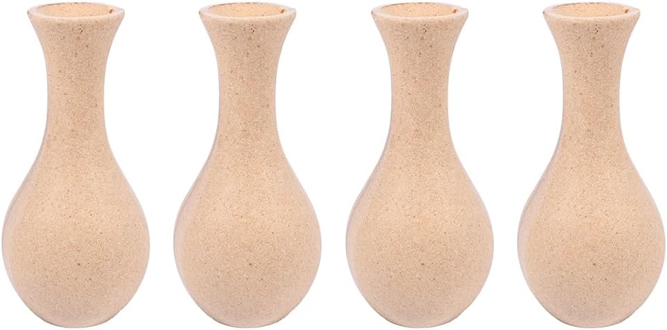 Happyyami 4pcs Unfinished Wood Vase DIY Painting Kit