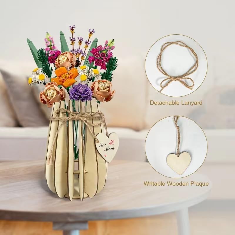 Wooden Vase Kit for LEGO Flowers and Flower Displays