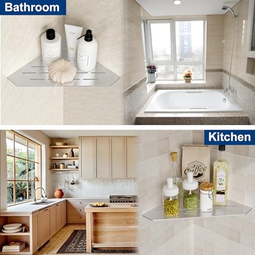 Brushed Corner Shelf for Tile Wall 10 Inch 1 Pack
