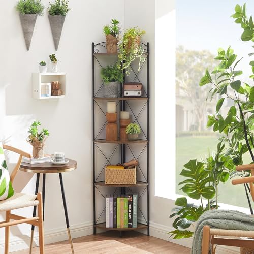 VECELO Corner Cabinet Tall Storage Shelf Bookshelf Display Rack
