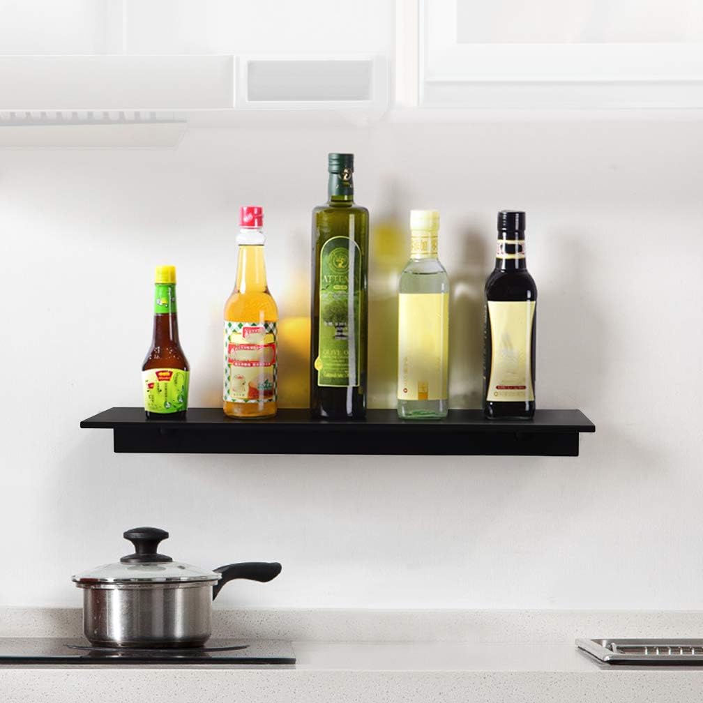 TLBTEK 2 Pcs 16 Inch Black Floating Shelves for Home Decor