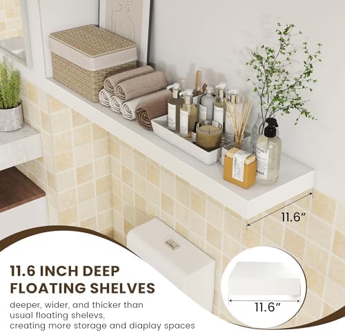 FLYJOE White Floating Shelves 48x12 Wall Set